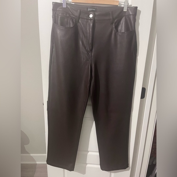 Straight leg brown leather pantss - Picture 2 of 4